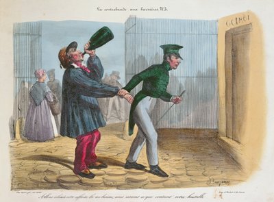 Discovery of Contraband at the Customs Barrier at the entry to Paris, c.1840 by Benjamin Roubaud